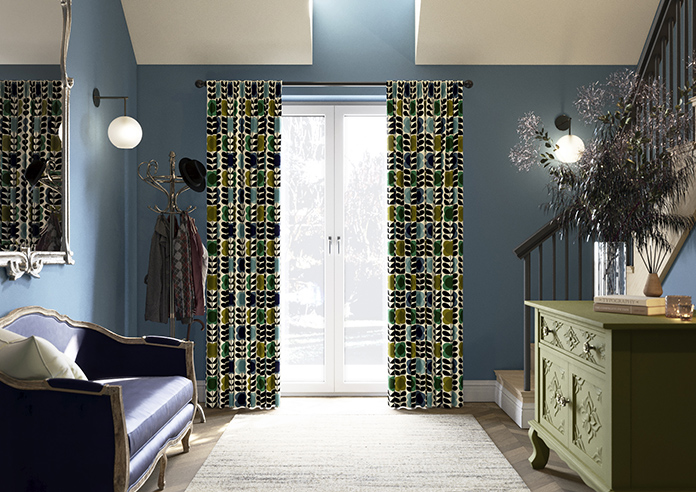 Orla Kiely Spot Flower Stem, Blue & Green - Made to Measure Curtains - Image 3